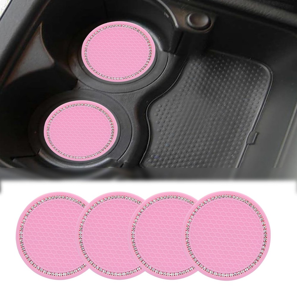 Bling Car Cup Holders, 2.75 inch Fashion Anti-Slip Universal Pink