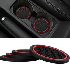 4PCS Car Cup Holder Coasters – 2.75&Prime; Non-Slip Insert Drink Mats, Red
