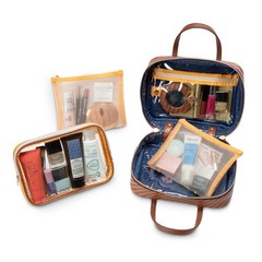 Stephanie Johnson Rosewood ML Traveler Cognac Cosmetic Case