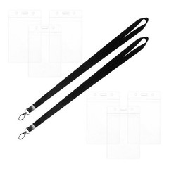6Pcs Reusable Metal Name Badge Holders Boarding Pass Cover Luggage Tags Black