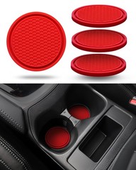 Coaster for Car Cup Holder – 4 Pack Silicone Auto Drink Universal, Red