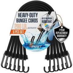 VBEST 6 Piece Strong Bungee Cords with Hooks 36 Inch – Heavy 6×36&Prime;, Black