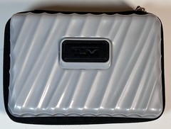 TUMI for Delta Hardshell Travel Organizer Case Gray Ribbed Amenities Kit Pouch