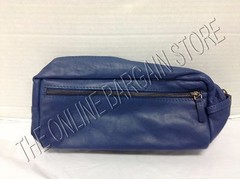 Mark Graham Pottery Barn Everyday Leather Bath Travel Toiletry Pouch Bag Navy LG