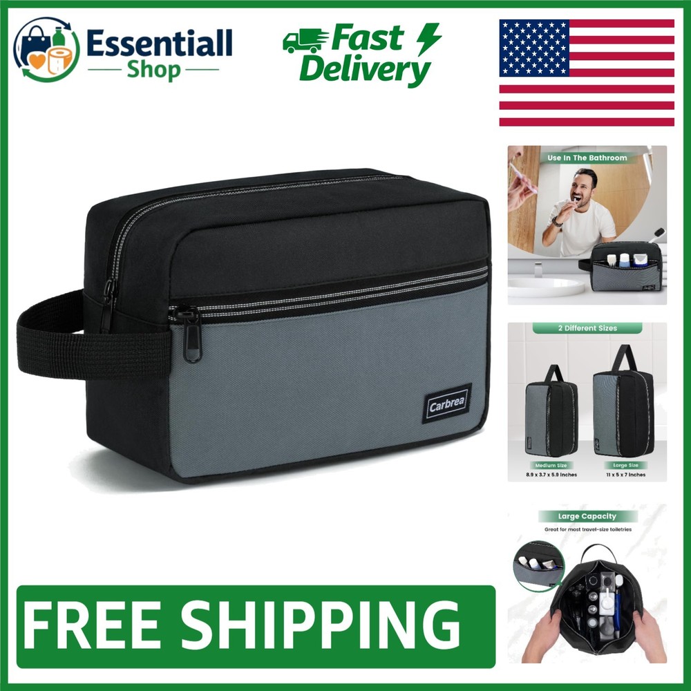 Compact Travel Toiletry Bag – Durable Polyester Makeup Organizer in Black