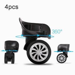 4pcs 10.2*6.5cm Replacement Luggage Suitcase Wheels Swivel Wheel Black