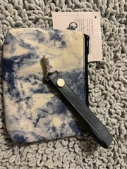 Thirty-one Zipper Pouch blue Tie-Dye with strap NWT