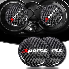 Car Cup Holder Coaster, 2 PCS Carbon Fiber 0.9*0.9*0.1in, Black/Sports