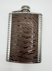 Classic Stainless Steel Faux Leather Pocket Flask Alcohol Whiskey 6 oz