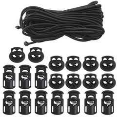20 PCS Plastic Cord Locks & Length: 600 inches, Diameter: 0.15625 4mm
