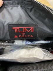 TUMI For Delta Air Lines Black Fabric Toiletry Makeup Amenity Travel Kit Bag