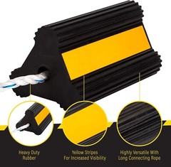 Rubber Wheel Chock Tire Wedge Blocks Rope Connect Truck Trailer Camper Aircraft