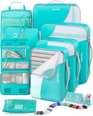 8 Set Packing Cubes for Travel, Anti 8 Set (For Carry-On/Medium) 25 – Teal