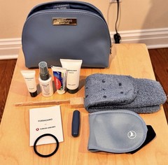 Ferragamo Amenity Kit Turkish Airlines Blue Travel Bag with Accessories