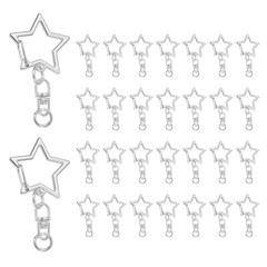 40 Pcs Metal Spring Keychain Hook, for Swivel Star Ring, Silver