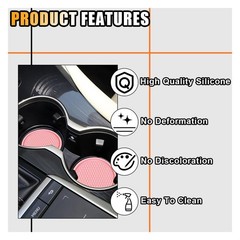 4PCS Car Cup Holder Coaster, 2.7 Inch Honeycomb Non-Slip Pink