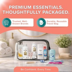 15 Piece TSA-Compliant Women’s Travel & Hygiene Kit in Clear Bag – Travel Ready