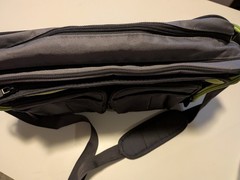 Eddie Bauer Black/Green Travel Bag Shoulder Strap, Multiple Zip Pockets