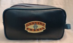 Genuine Fossil Dopp Kit Toiletry Bag – Deep Teal Vinyl – 2 Zippered Compartments
