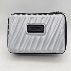 Tumi For Delta Silver Gray Hard Shell Cosmetic Toiletries Zip Travel Case