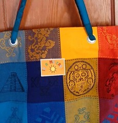 ISLA MUJERES Mexico Logo Colorful Large Zippered Beach Bag