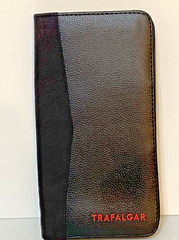 TRAFALGAR Black Leather Zip Around Passport Wallet Travel Document Case