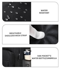 Travel Backpack Water Resistant School Laptop Bookbag Black abshoo