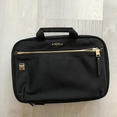 Tumi Travel Toiletry Bag Black Gold Accent Organizer Compartments Zip Away Pouch