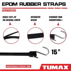 30 Piece Bungee Cords with Hooks 15inch EPDM Rubber Heavy Duty Tarp Straps Black