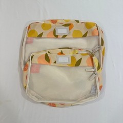 CALPAK Packing Cube Travel Organizer Citrus Fruit Print Lemon Orange Cream
