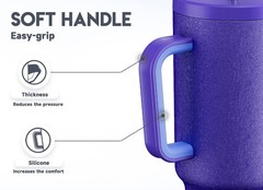 Meoky 40 oz Tumbler Travel Mug Handle Lid Straw Stainless Steel