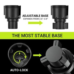 SodaRide Car Cup Holder Tray -Expander- 3 in 1 1 cup holder + 1 tray, Black