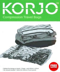 Korjo 3 Large Compression Storage Packing Travel Bags No Vacuum Required 60*40cm