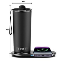 Heated Travel Mug 20 oz Self-Heating Smart Coffee Cup LED App Black