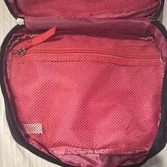 to nine Hanging Toiletry Travel Bag Mesh w/ Handles & Zipper Black/Red/Pink