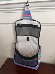 Scout Hanging Toiletry Bag Striped Multi-Color With Mesh Pockets & Hook 11.5&Prime; W
