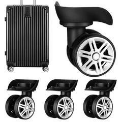 4Pcs Swivel Caster Wheels for Suitcase Black ABS Quiet and Smooth Rolling