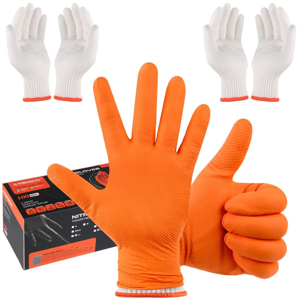 ANBOSON BBQ Gloves for Grilling Disposable Heat Resistant – X-Large, Orange