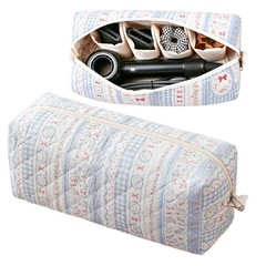 GISMTR Quilted Hair Tool Travel Bag, 12.2 X 5.1 X 5.3 Inches, Blue stripes