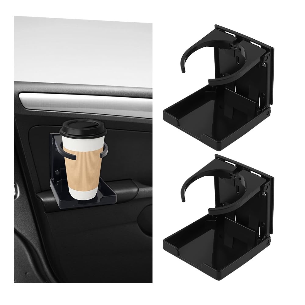 2PCS New Car Cup Holder,Expandable & Foldable Wall 4.15×3.88×3.7 inch, Black