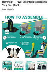 YEASHEIN 2pk AIRPLANE FOOT HAMMOCKS