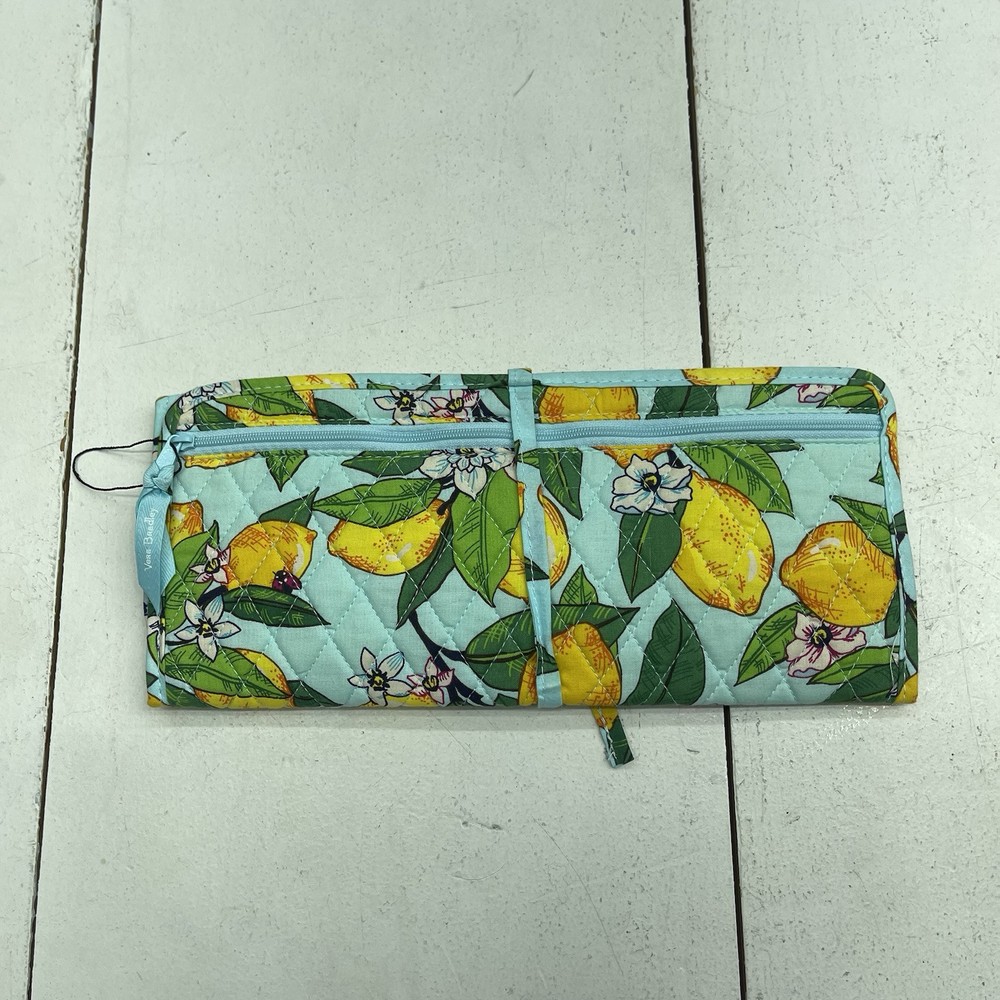 Vera Bradley Lemon Grove Blue Flat Iron Curling Wand Travel Cover