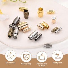 10pcs Leather End Beads with Hole 6mm, Bronze Magnetic Caps