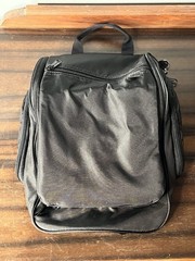LL BEAN Hanging Toiletry Bag Black Large Multi Pocket With Travel Strap VTG