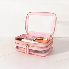 BEAUTY GOODIES Clear toiletry make up cosmetics bag – Pink, Functional & Cute!