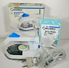 Norelco TI70 Travel Iron Spray Steam Dry Dual Voltage Adapter 1988 Original Box