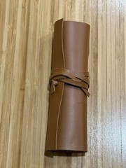 New Brouk and Co Travel Cord Roll Organizer Tech Holder Accessory Camel Brown