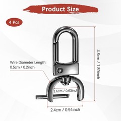 Swivel Hooks [4pcs] – Keychain with Clip – [Black – 4.8cm] for Brand