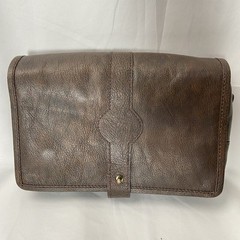 Pottery Barn Textured Brown Leather Toiletry Bag, SAMPLE