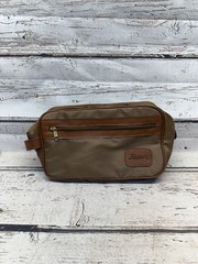 VTG Stetson Toiletry Shaving Bathroom Shower Travel Bag Logo Leather Strap Brown